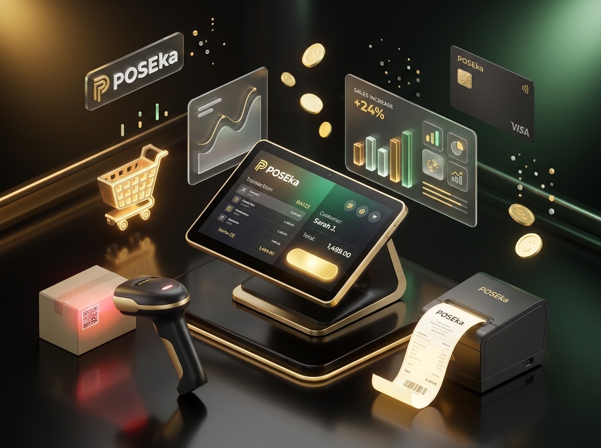 POSඑක.lk POS terminal with barcode scanner and receipt printer